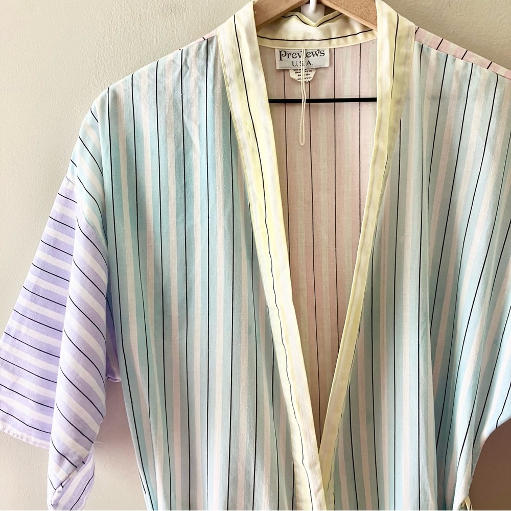 VINTAGE Striped Colorblock Lightweight Robe - Picture 3 of 6